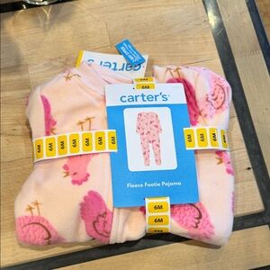 Carter's Pink Fleece Footie Pajamas with Flamingo Print